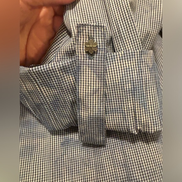 Ulla Popken NWT blue and white tunic with pewter colored accents, 16/18 - Picture 10 of 11